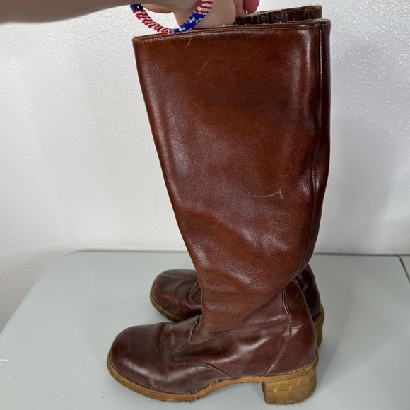 Vintage Shoes - Vintage Y2K Brown Leather Shearling Lined Lug Sole‎ Boots Size 7.5